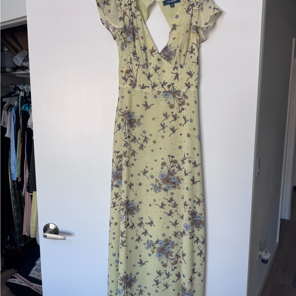 Modcloth Light Yellow Floral Maxi Dress